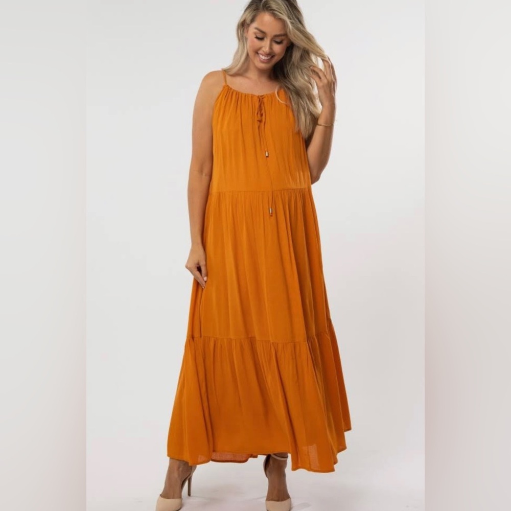 Pinkblush rust tiered maxi dress nwot